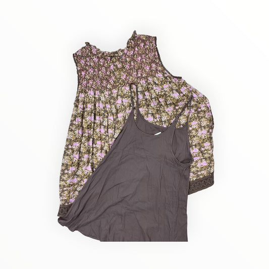 Top 2Pc Sleeveless By Free People In Brown & Pink, Size:Xs