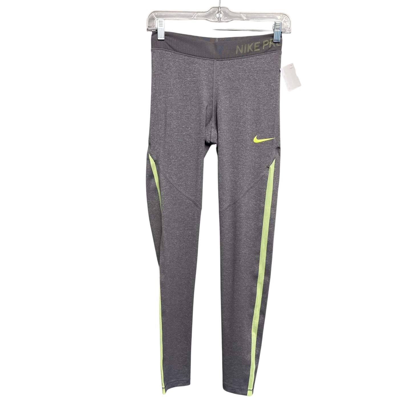 Athletic Leggings By Nike Apparel In Green & Grey, Size:S