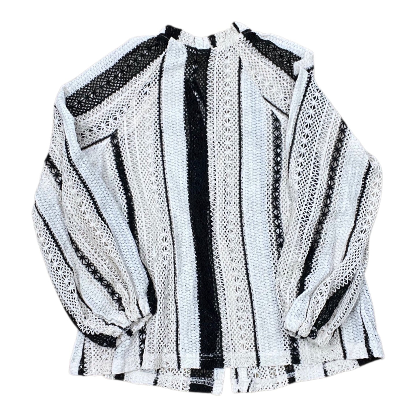 Blouse Ls By Clothes Mentor In Black & Cream, Size:M