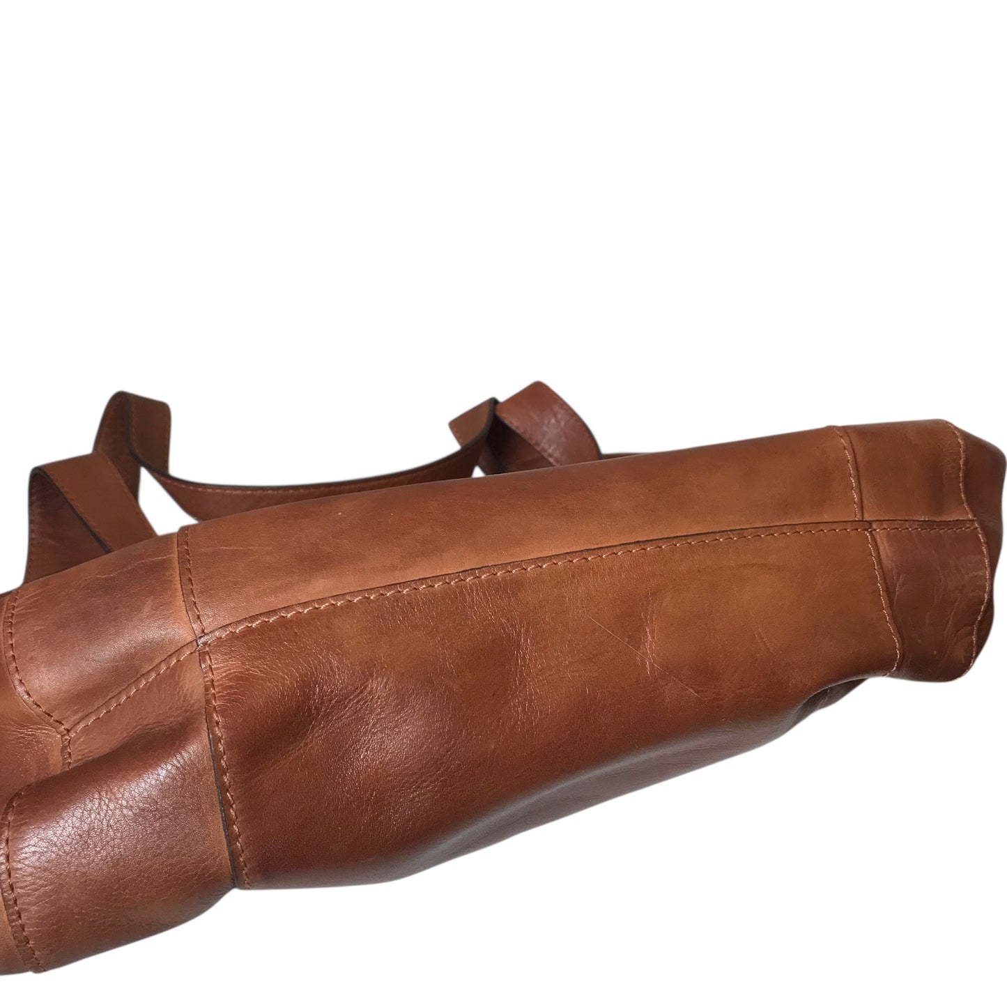 Tote Leather In Brown, Size:Large