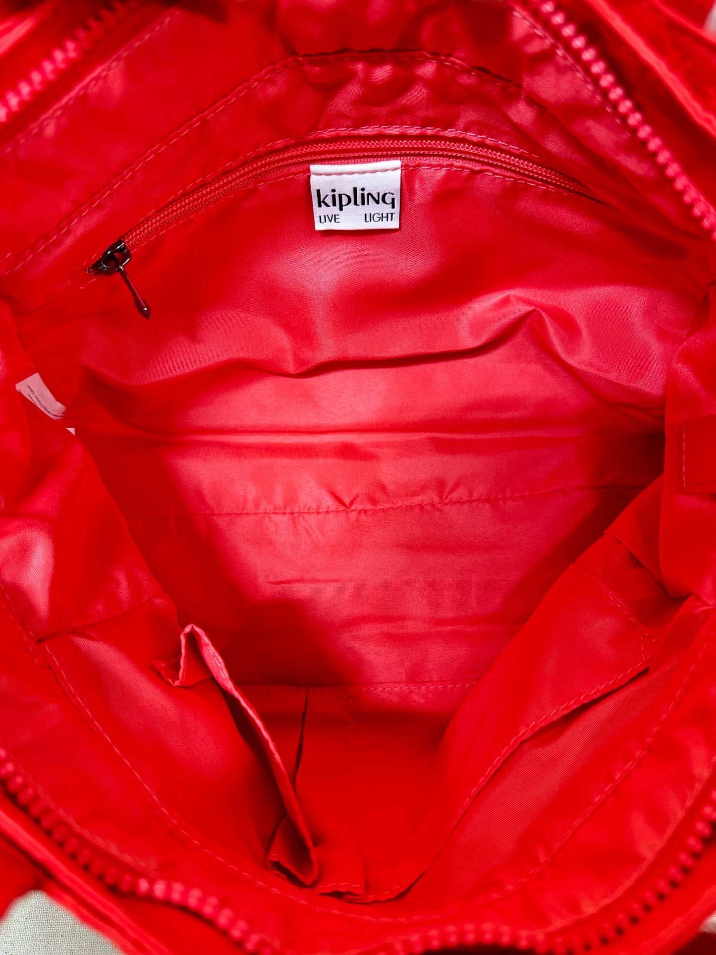 Handbag By Kipling In Red & White, Size:Medium