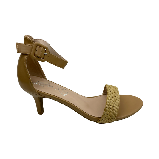 Sandals Heels Kitten By Clothes Mentor In Tan, Size:7.5