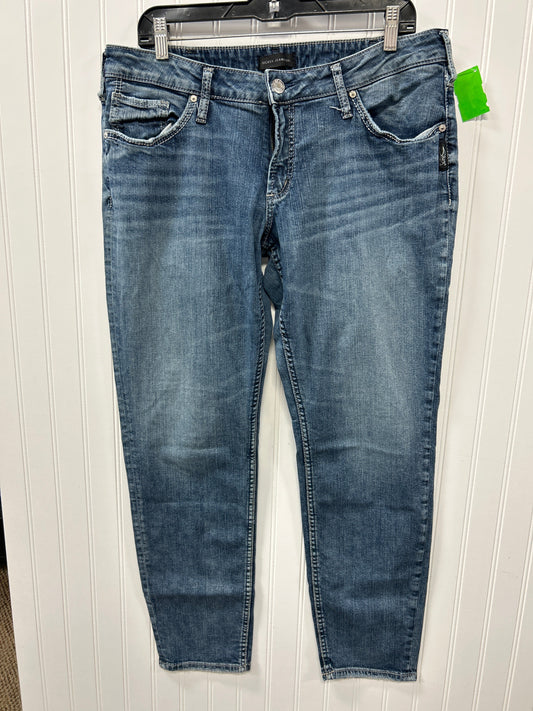 Jeans Straight By Silver In Blue Denim, Size:12