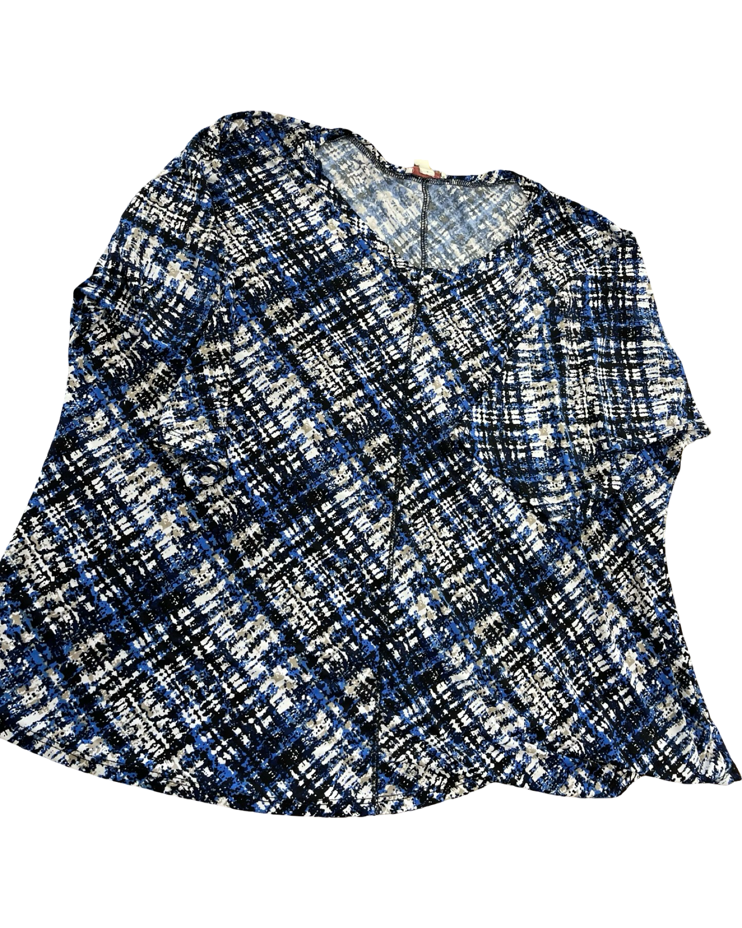 Top 3/4 Sleeve By Clothes Mentor In Black & Blue, Size:2X