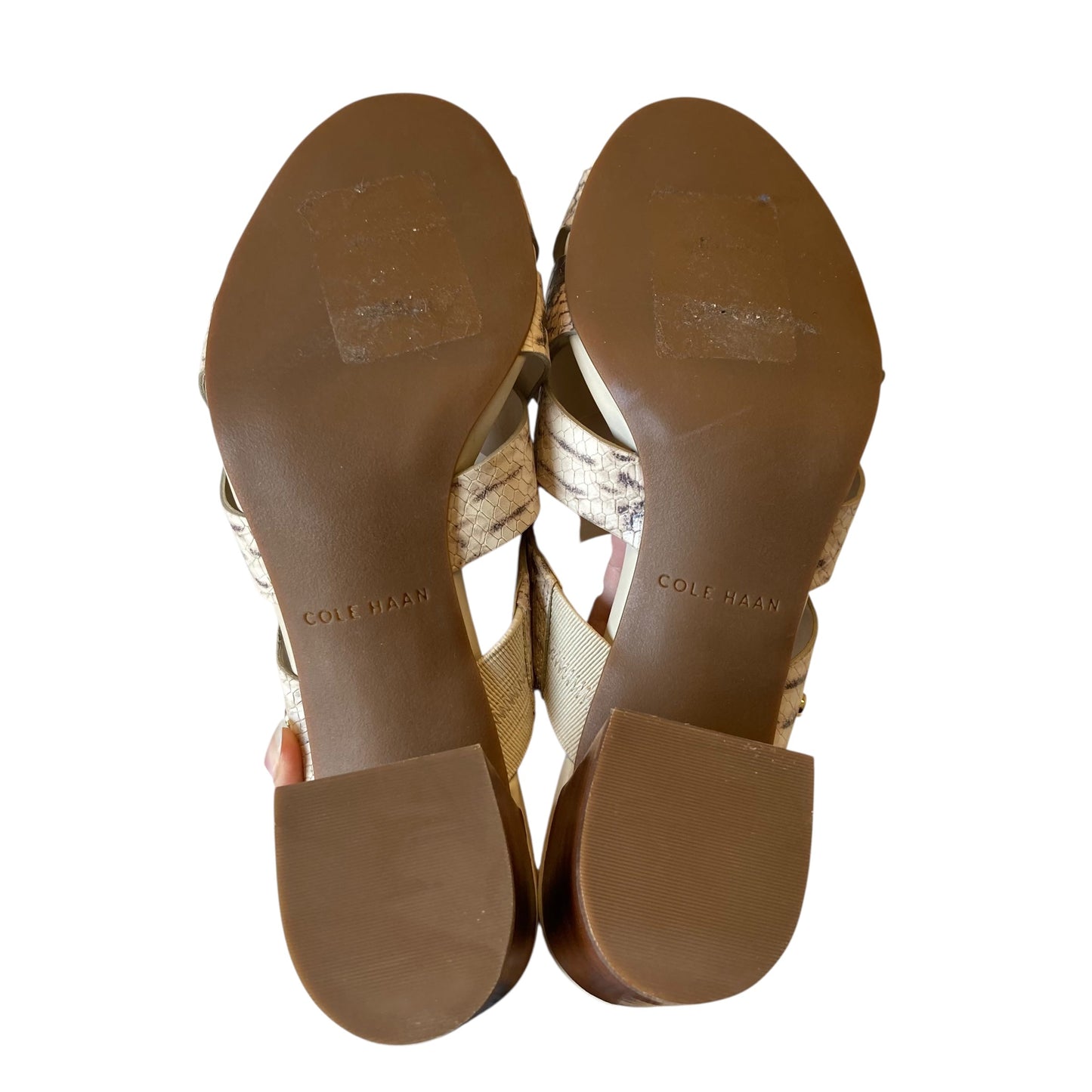 Sandals Heels Block By Cole-Haan In Snakeskin Print, Size:10