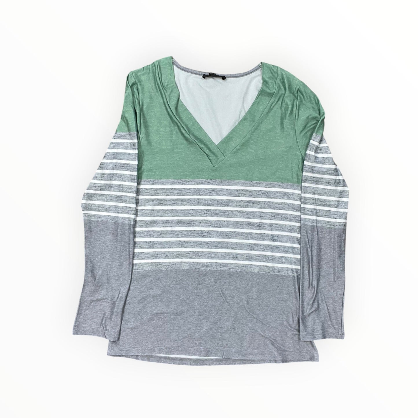 Top Ls By Clothes Mentor In Green & Grey, Size:M