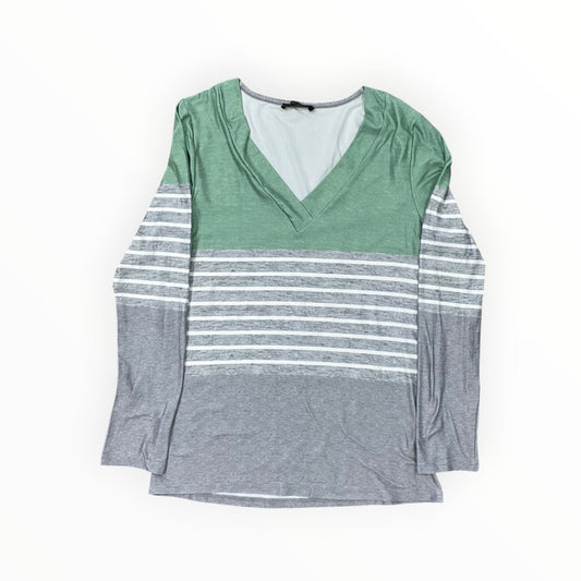 Top Ls By Clothes Mentor In Green & Grey, Size:M