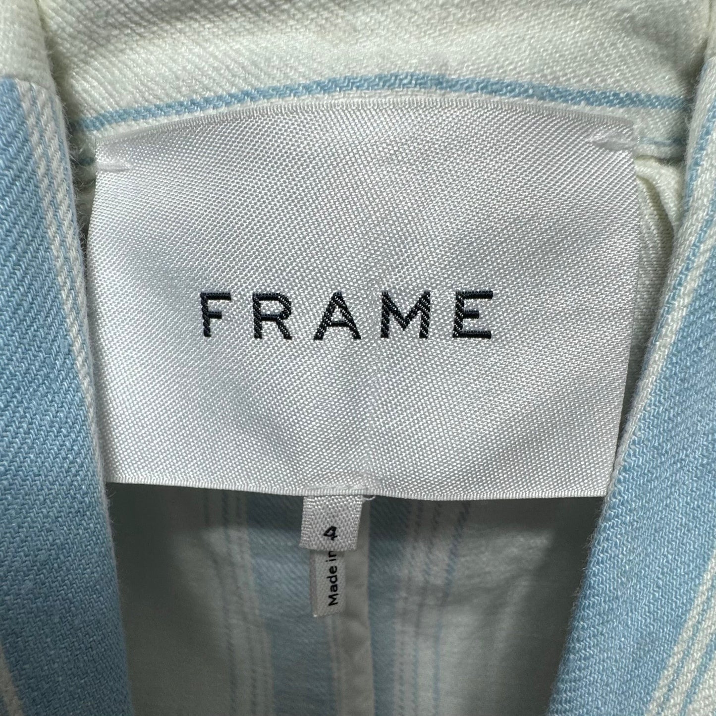 Linen Blazer By Frame In Striped Pattern, Size: 4