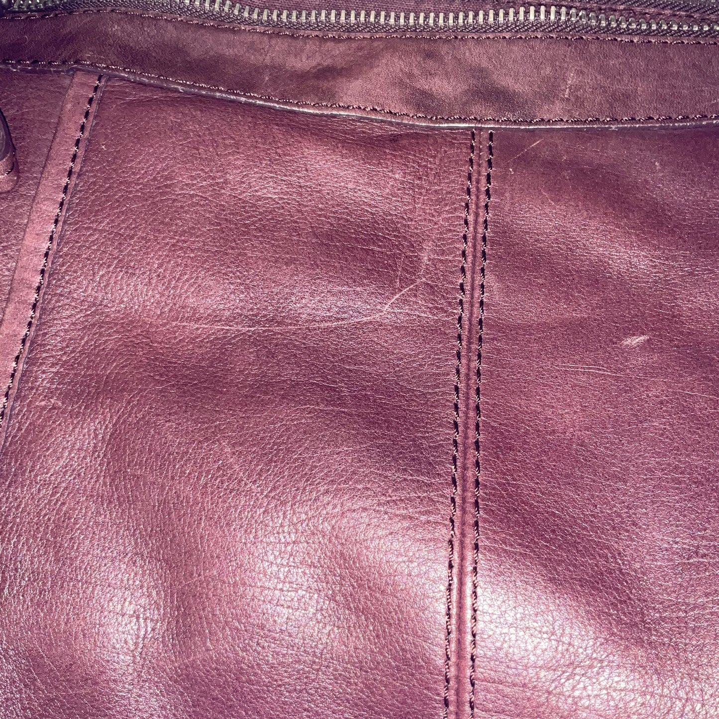 Handbag Leather By Fossil, Size: Medium