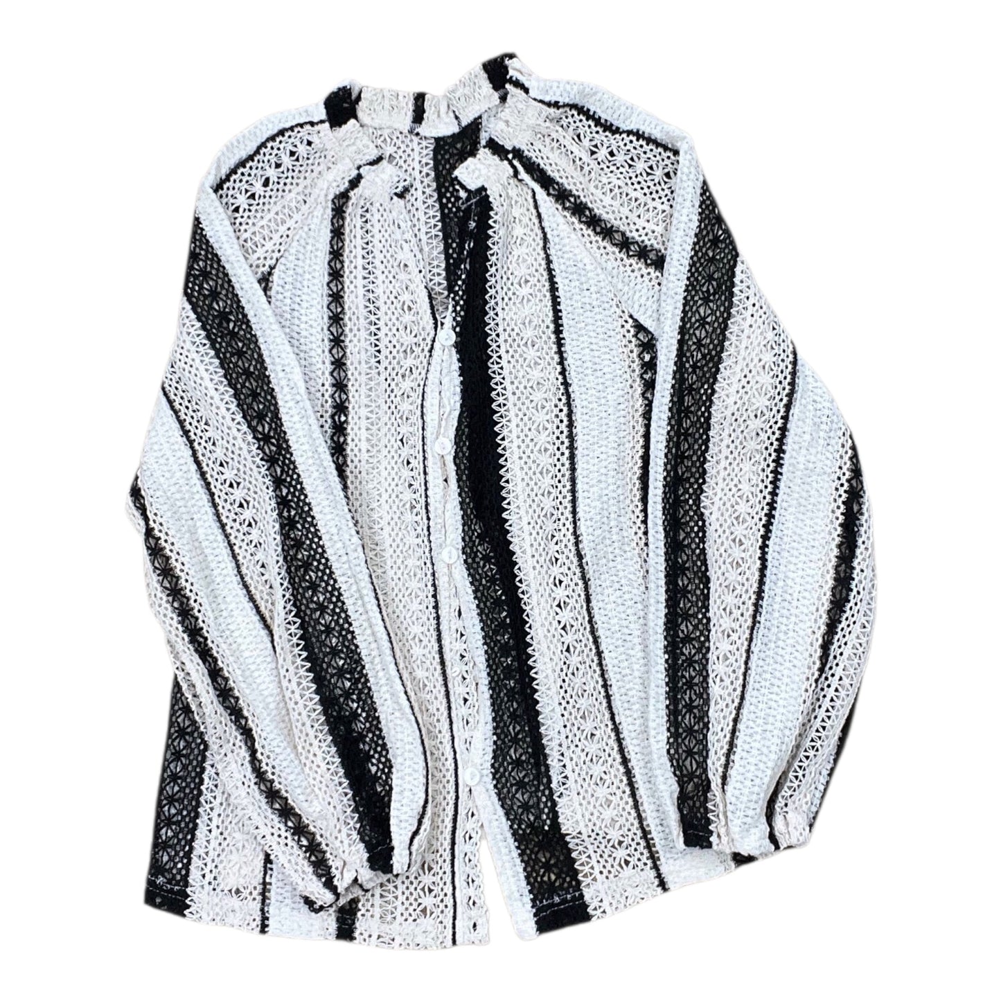 Blouse Ls By Clothes Mentor In Black & Cream, Size:M