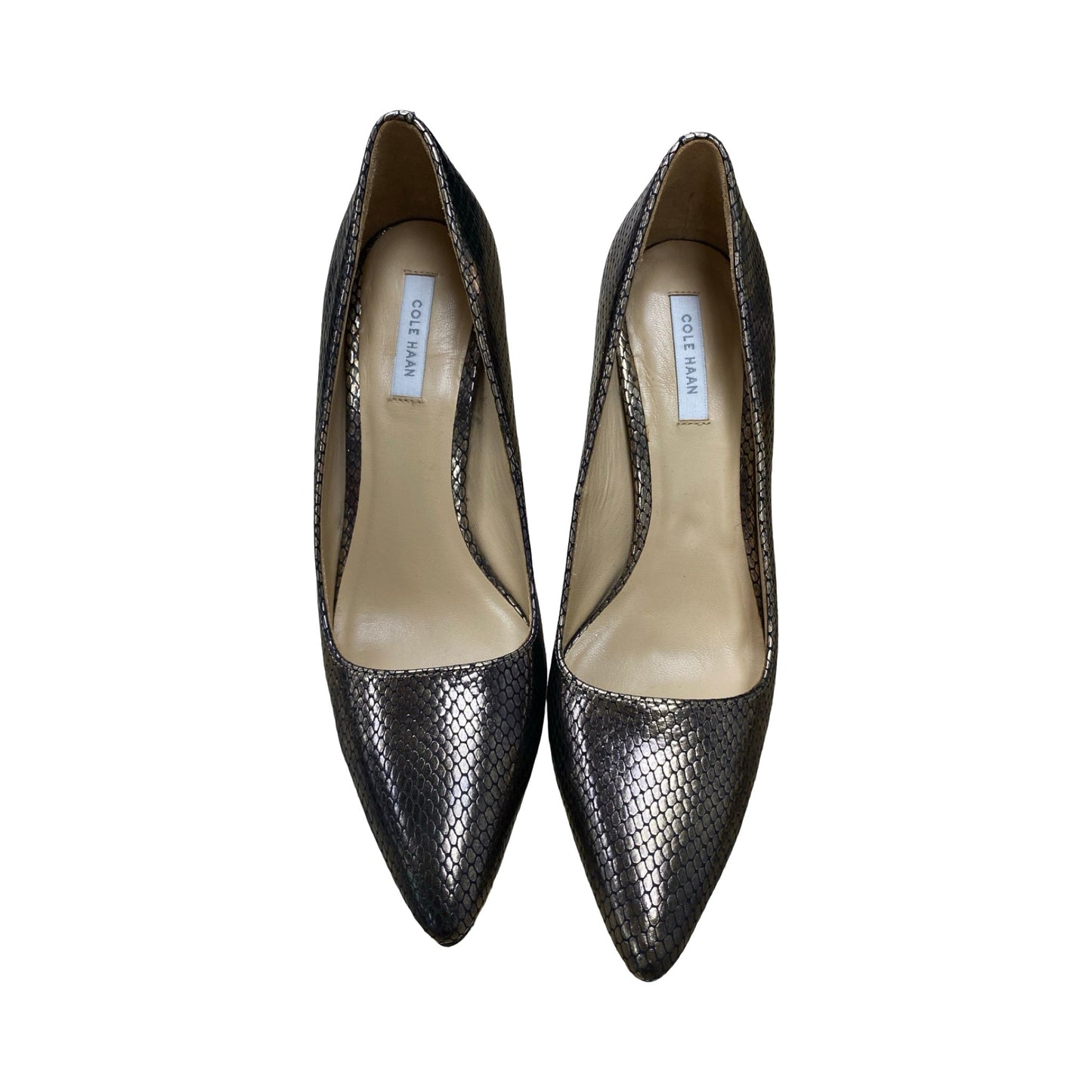 Shoes Heels Stiletto By Cole-Haan In Black & Gold, Size:6.5