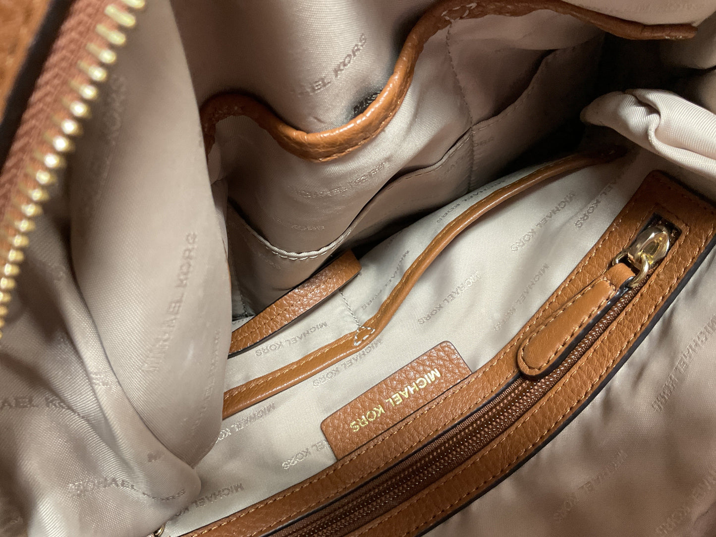 Handbag Designer By Michael Kors In Brown, Size:Medium