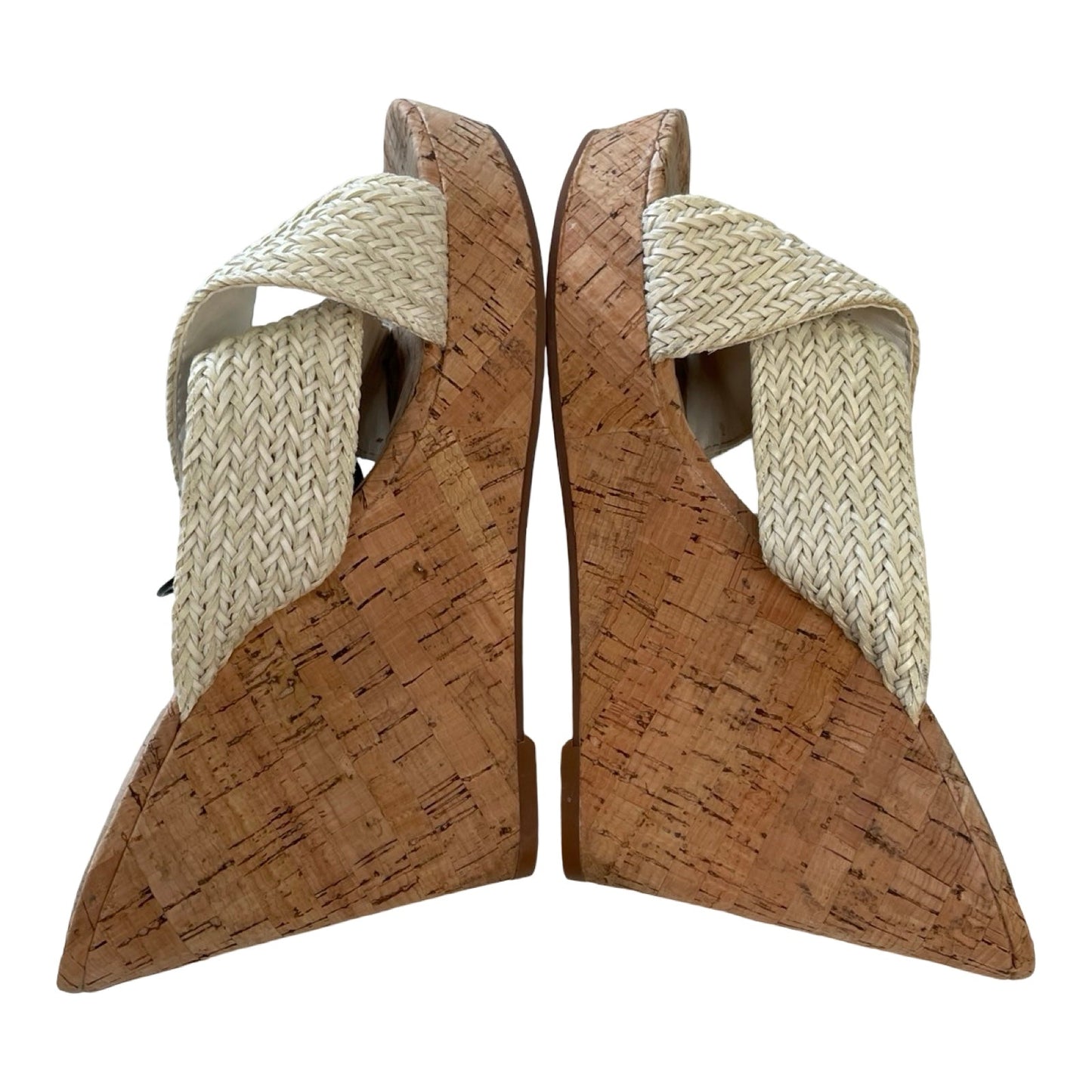 Sandals Heels Wedge By Nine West In Tan, Size:9