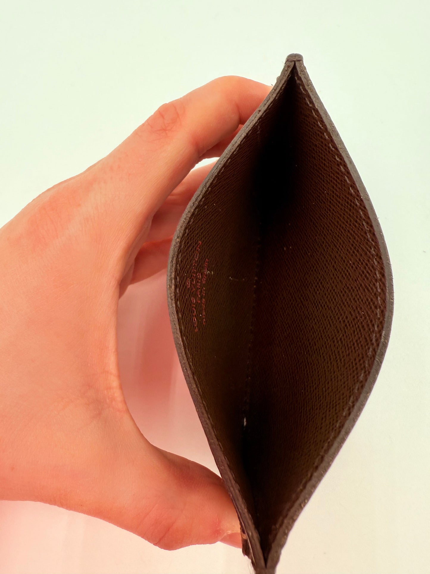 Id/Card Holder Luxury Designer By Louis Vuitton In Brown & Tan