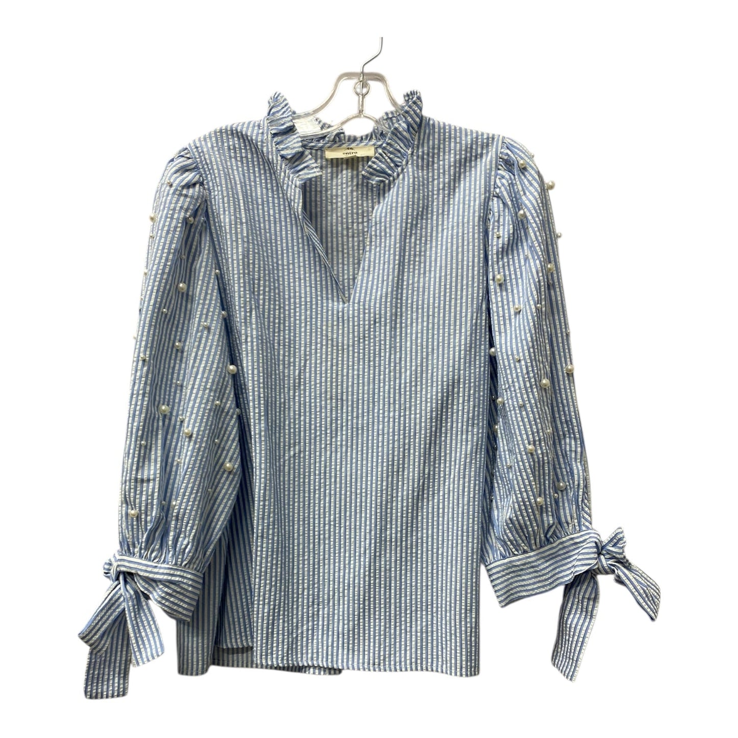 Top Ls By Entro In Blue & White, Size:M