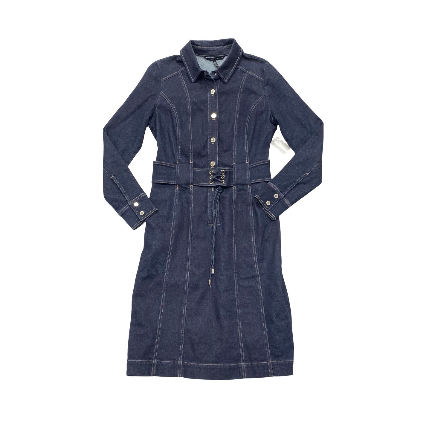 Dress Casual Midi By White House Black Market In Blue Denim, Size:M