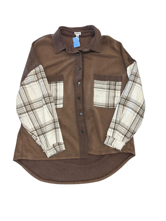 Jacket Shirt By Pol In Brown, Size:S