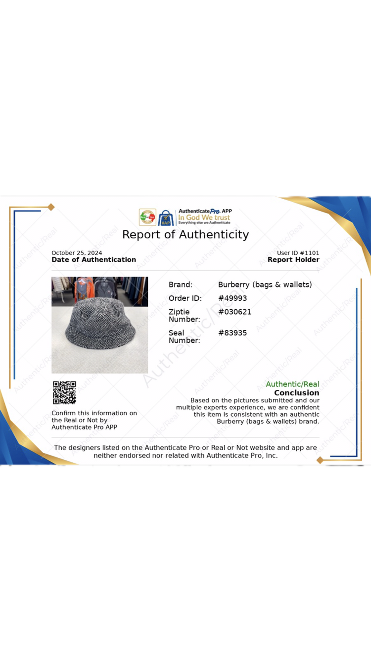 Hat Luxury Designer By Burberry In Black & White