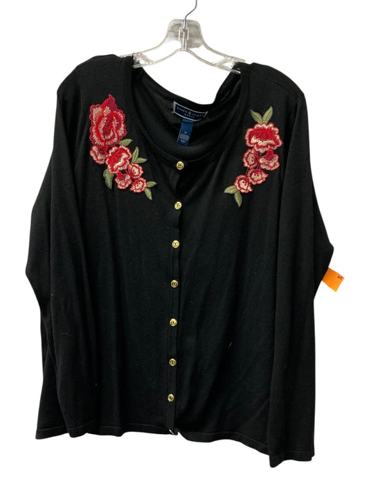 Cardigan By Karen Scott In Black, Size:1X