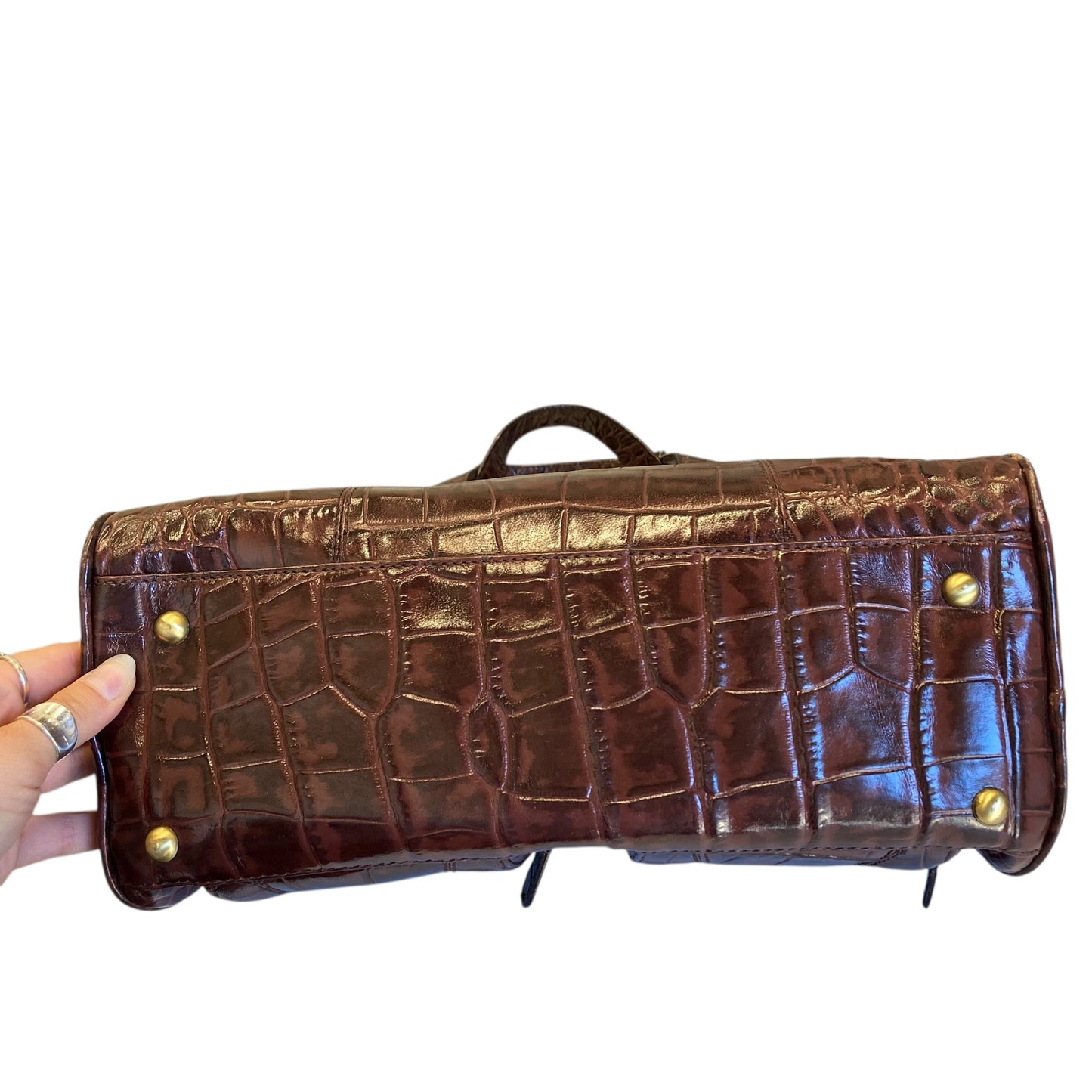 Handbag Leather By Michael Rome Designs In Brown, Size:Large