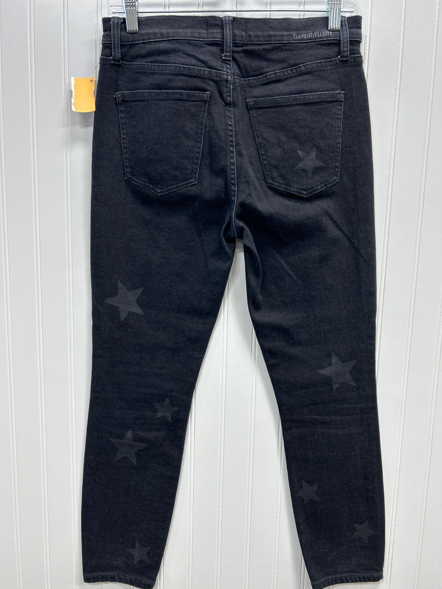 Jeans Skinny By Current Elliott In Black Denim, Size:6
