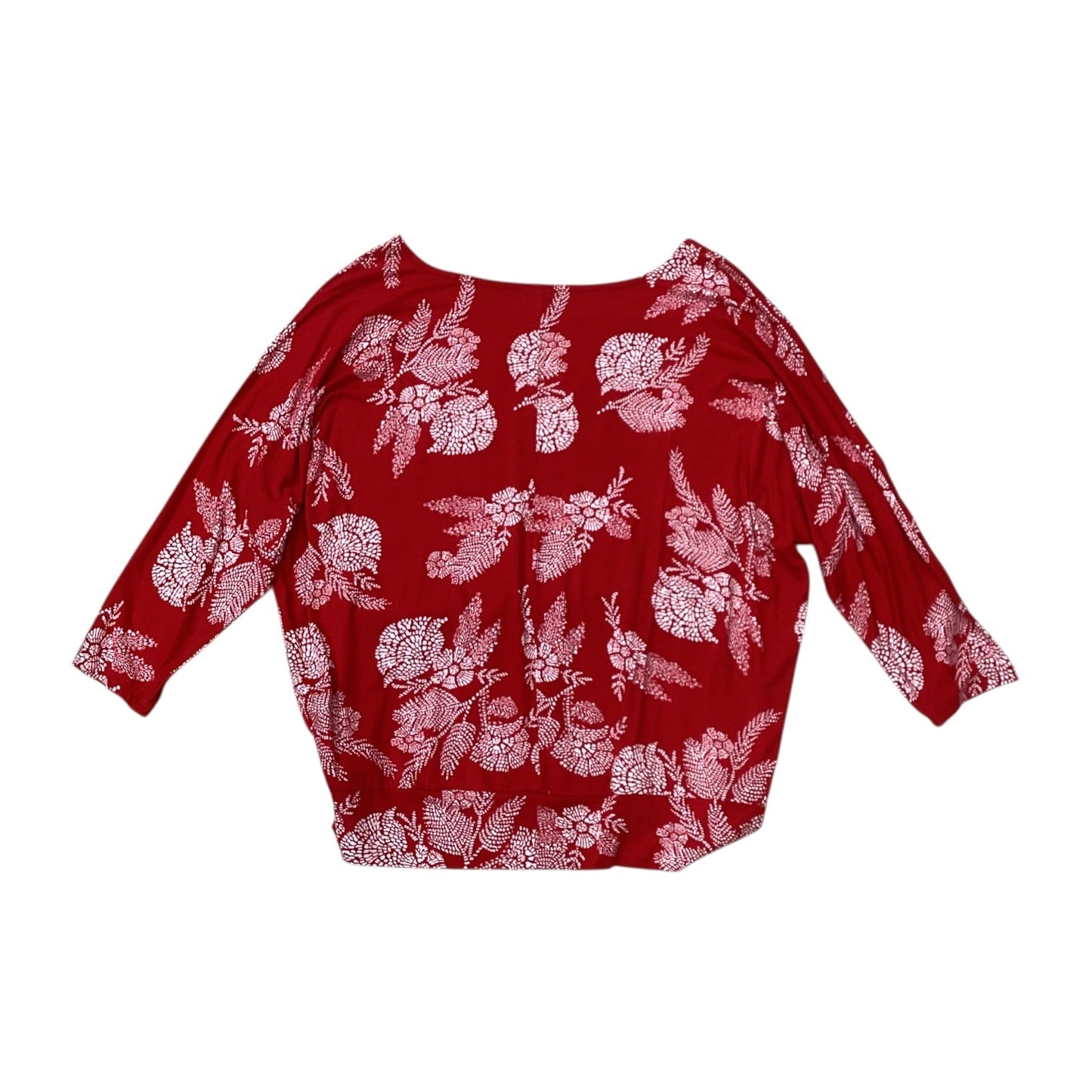 Top 3/4 Sleeve By Jm Collections In Red & White, Size:L