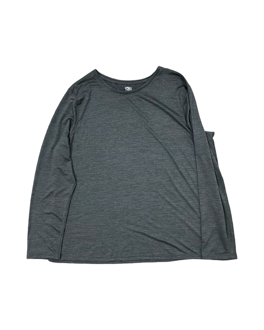Athletic Top Ls Crewneck By Athletic Works In Green, Size:1X