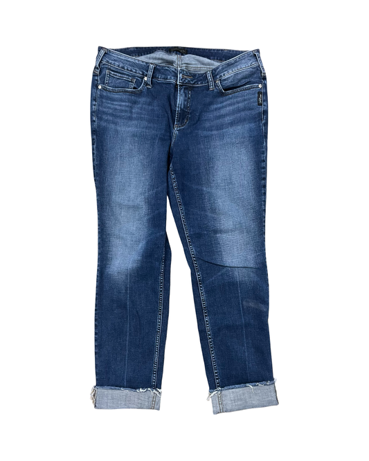Jeans Straight By Silver In Blue Denim, Size:14