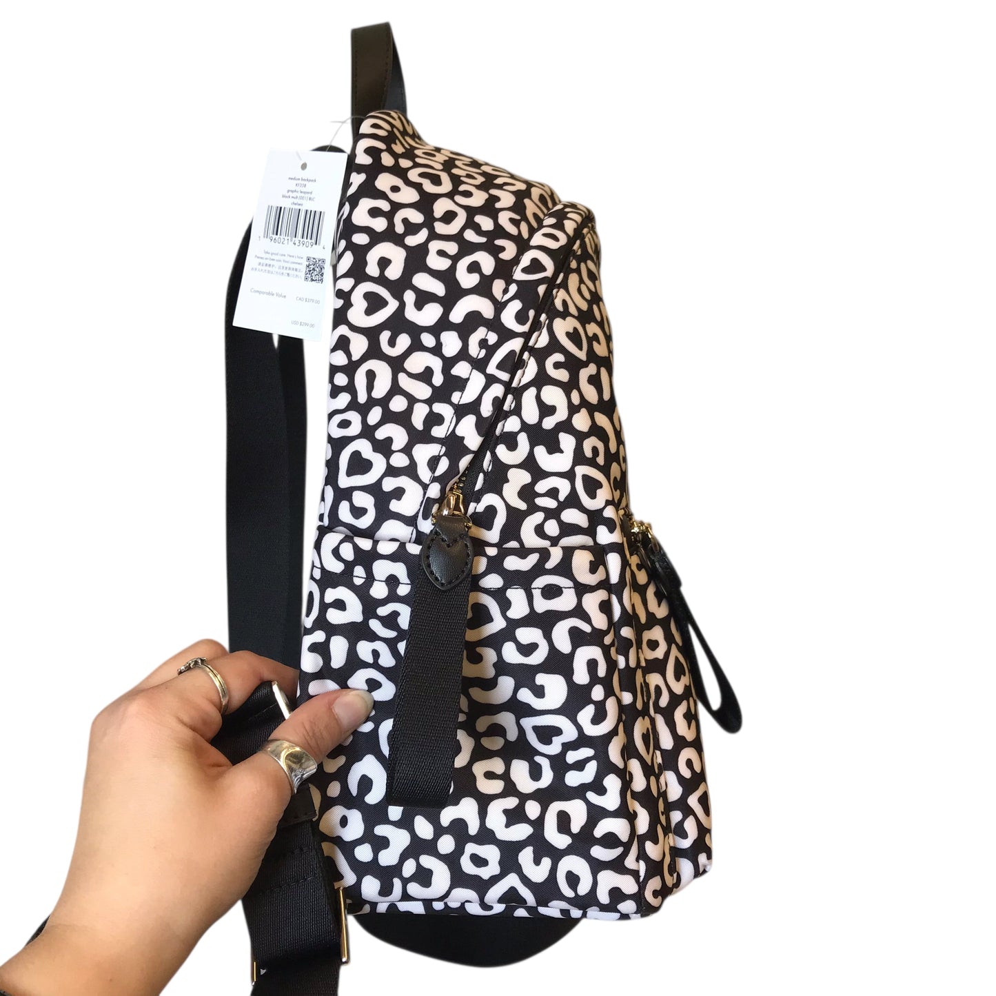 Backpack Designer By Kate Spade In Black & White, Size:Large