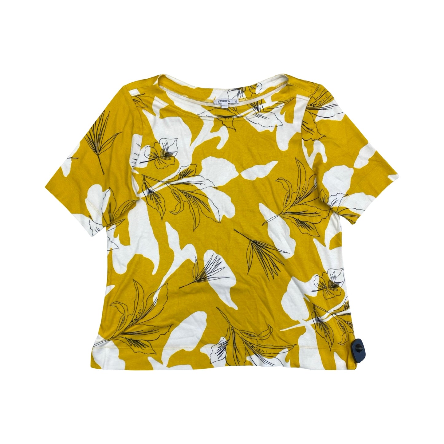 Top Ss By Chicos In White & Yellow, Size:Xl