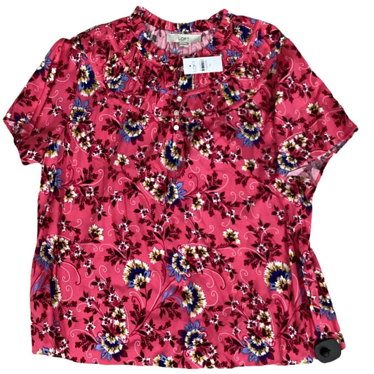 Blouse Ss By Loft In Pink & Yellow, Size:Xl