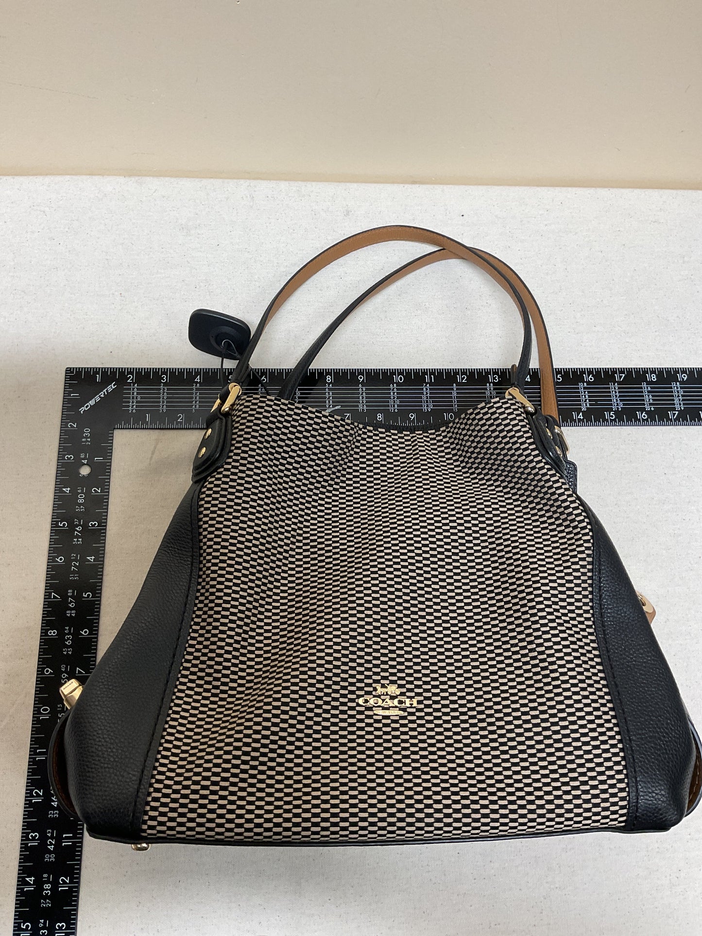 Handbag Designer By Coach In Black & Tan, Size:Medium