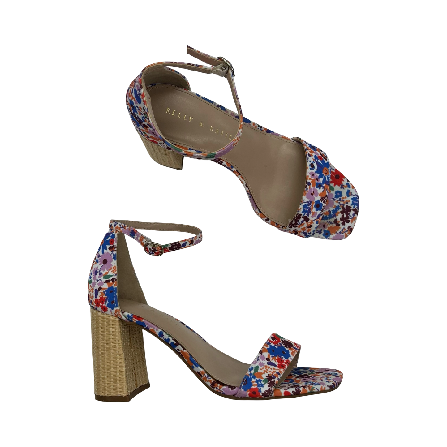 Shoes Heels Block By Kelly And Katie In Floral Print, Size:8