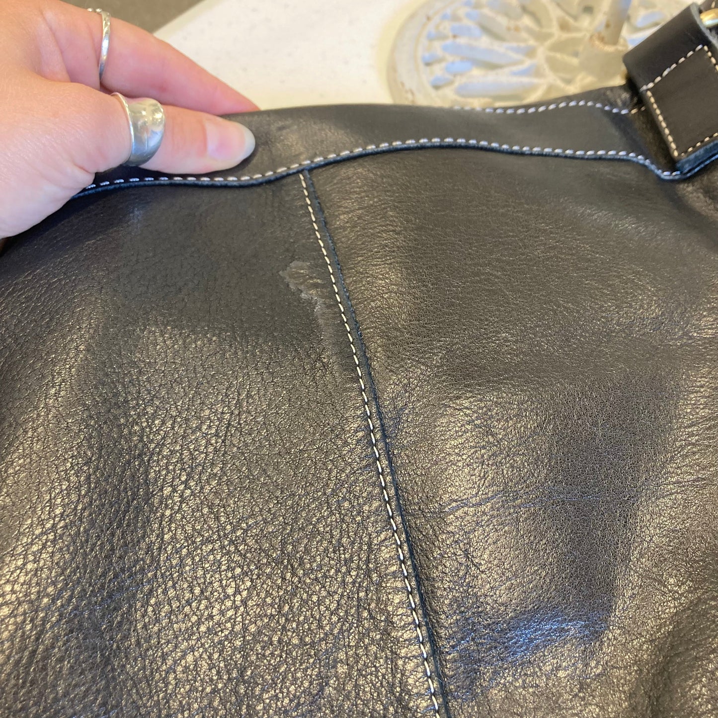Handbag Leather By Avorio Italy In Black, Size:Large