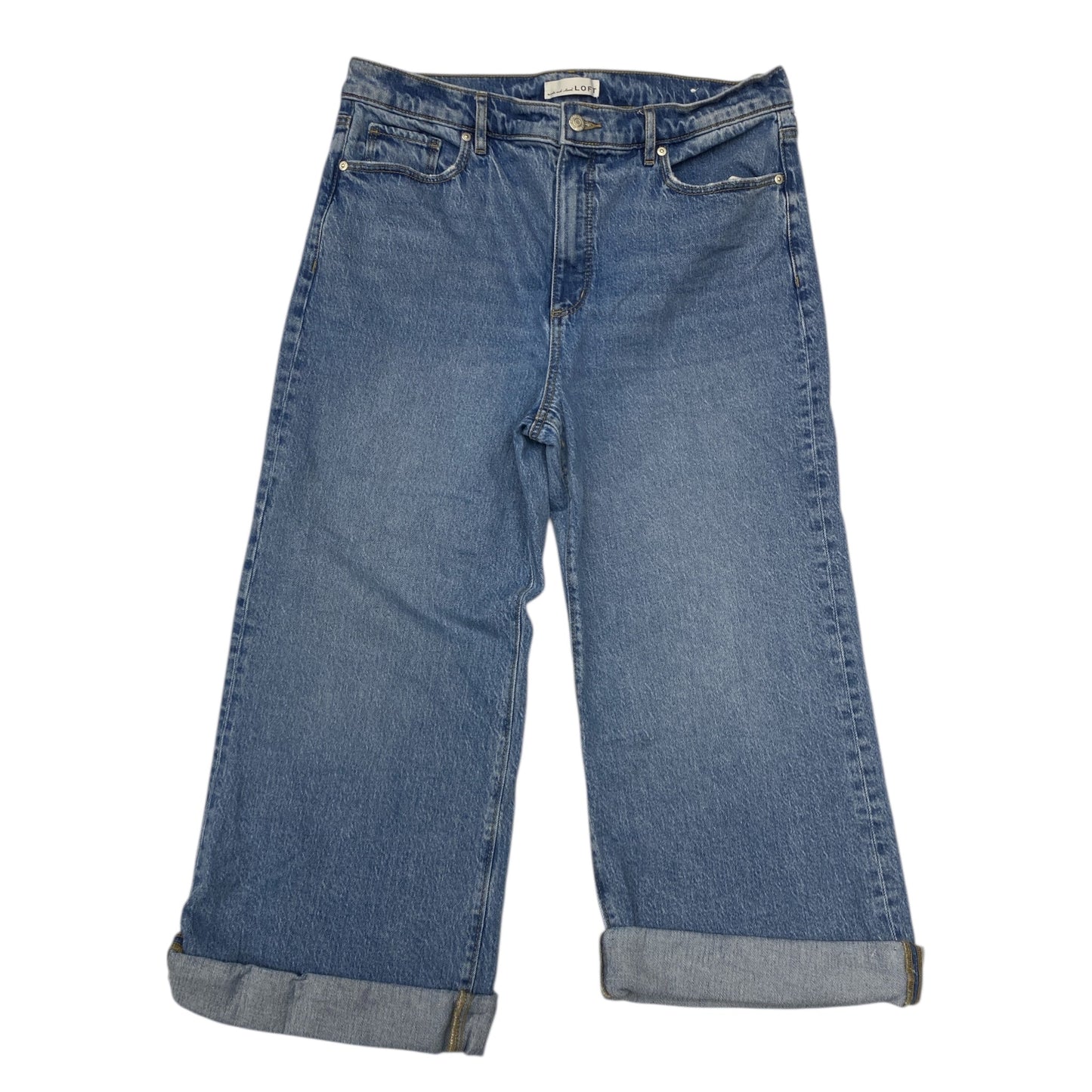 Jeans Wide Leg By Loft In Blue Denim, Size:12