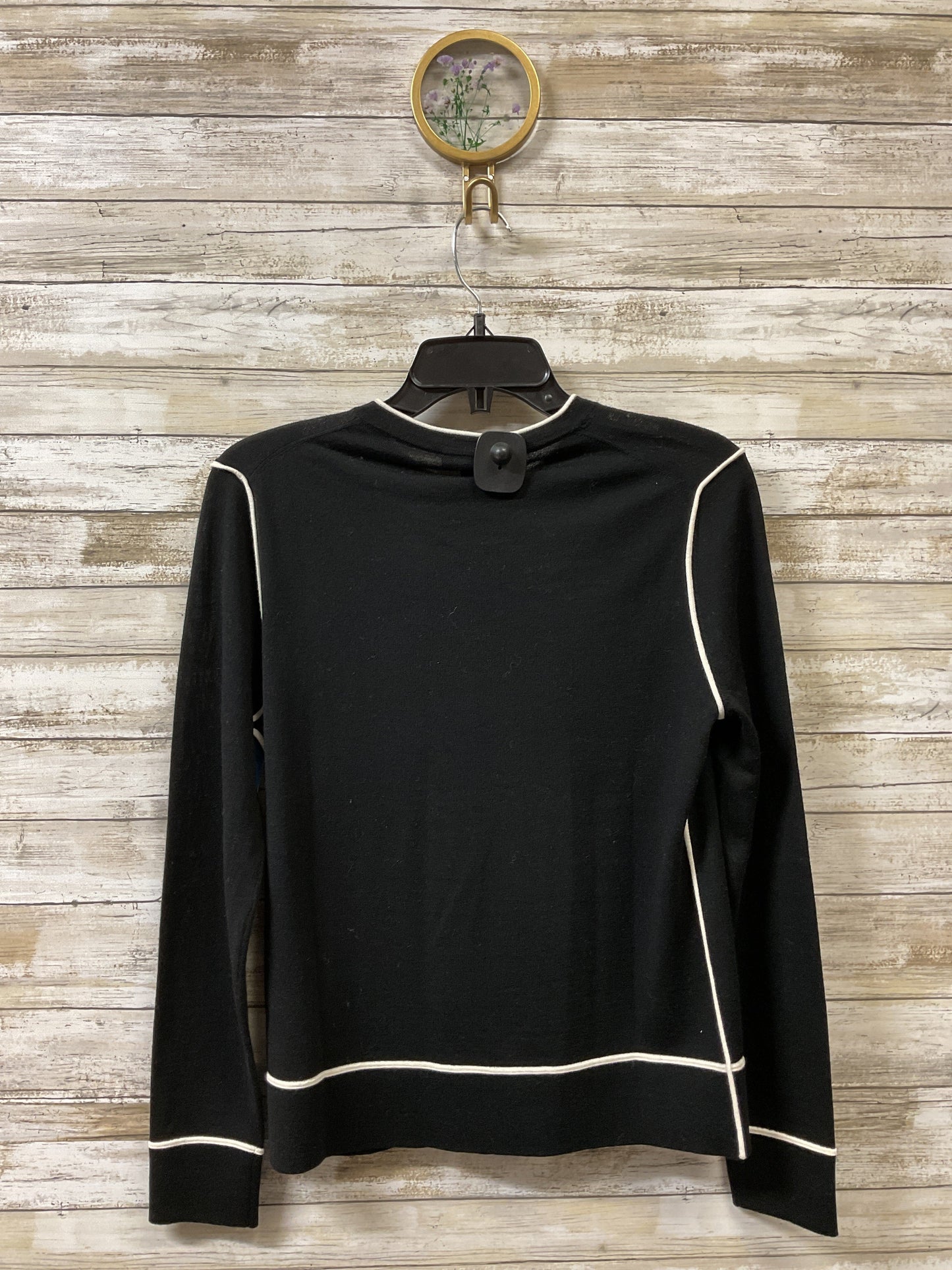 Sweater Cardigan Designer By Escada In Black & White, Size:S