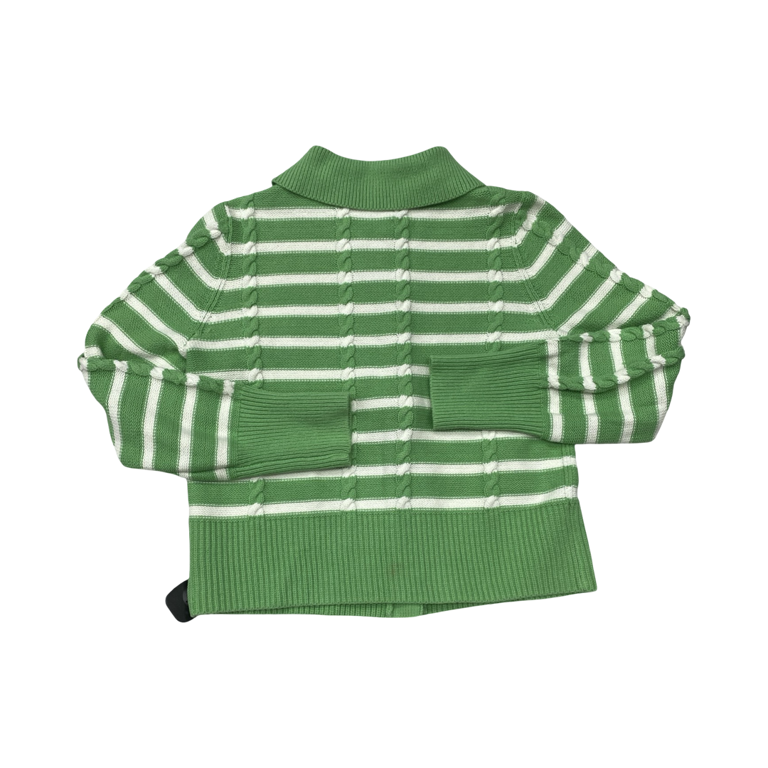 Sweater Cardigan By Talbots In Green & White, Size:M