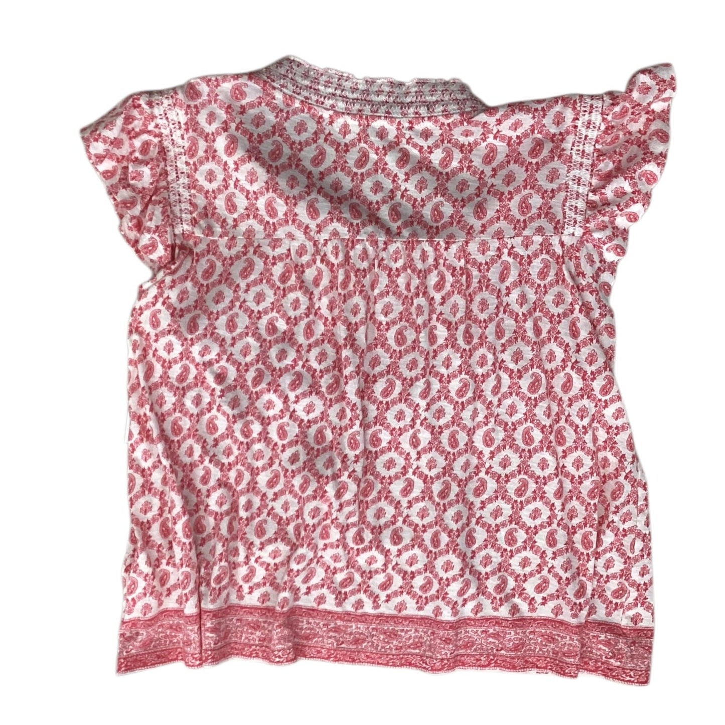 Blouse Ss By Lucky Brand In Pink & White, Size:L