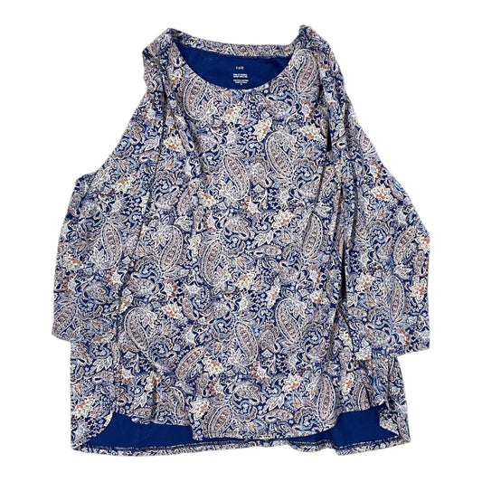 Top 3/4 Sleeve By J. Jill In Blue & Tan, Size:Xl