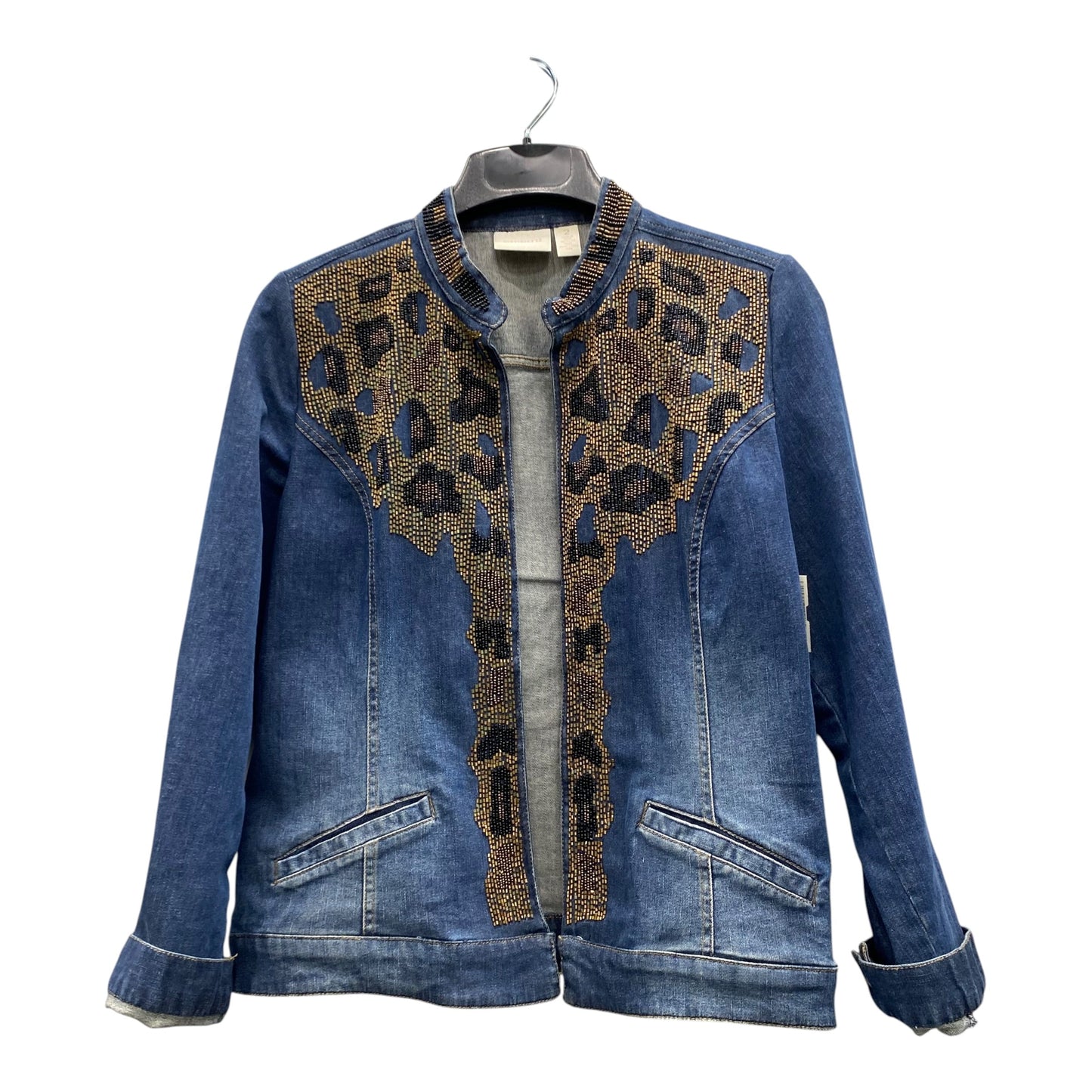 Jacket Denim By Chicos In Blue Denim, Size:L