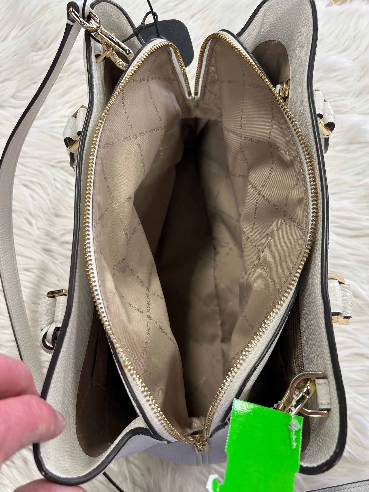 Handbag Designer By Michael Kors In White, Size:Large
