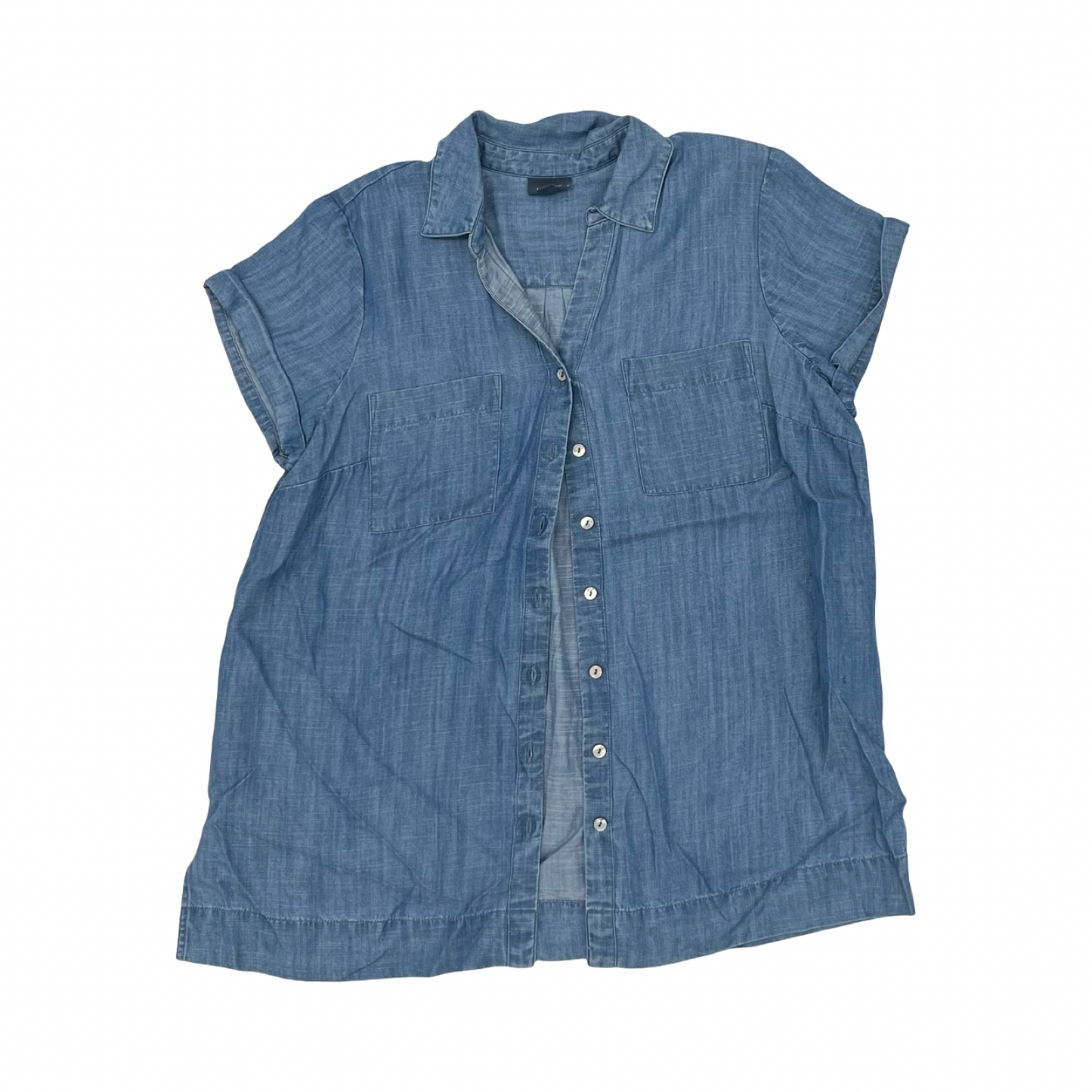 Blouse Ss By J. Jill In Blue Denim, Size:M