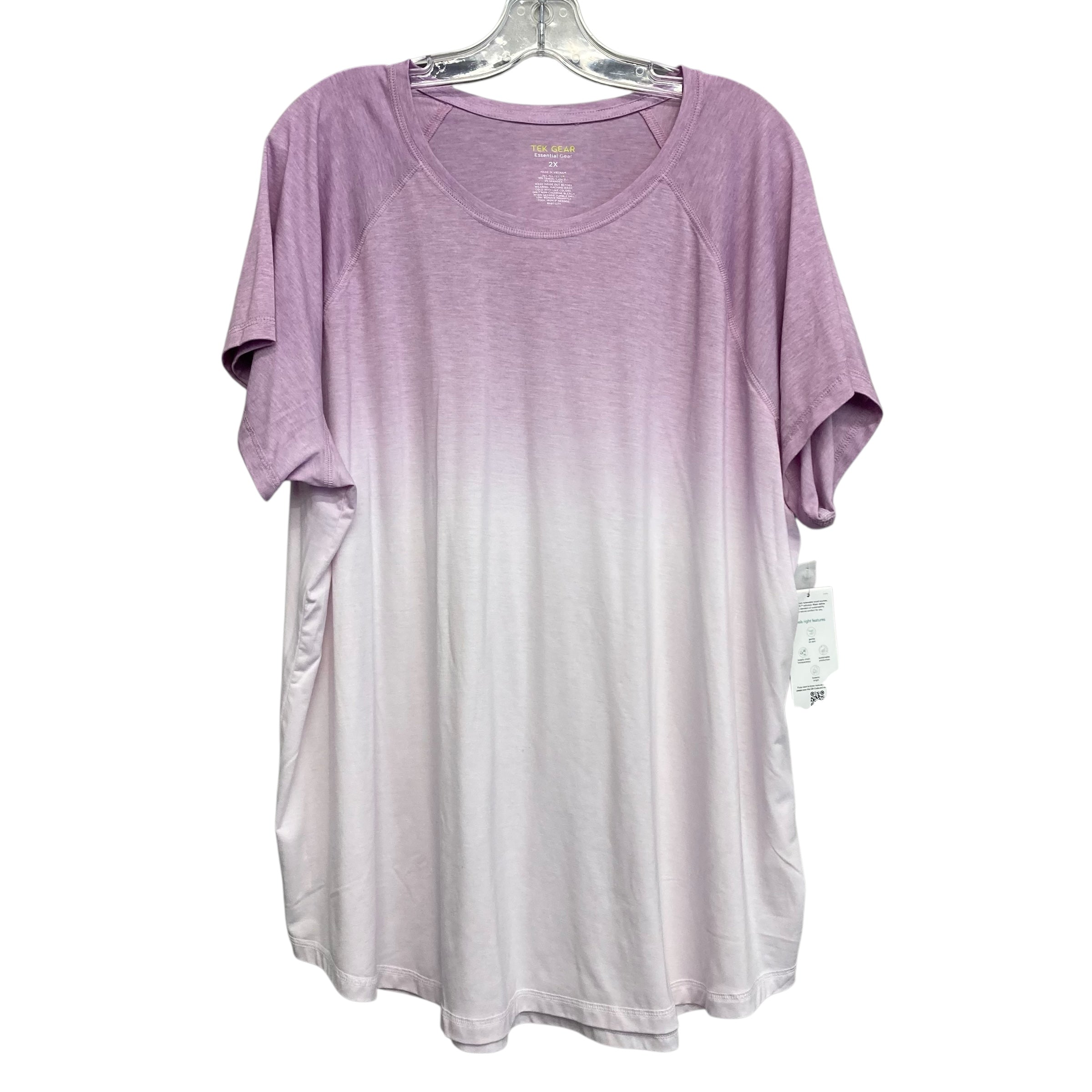Athletic Top Ss By Tek Gear In Pink & White, Size:2X