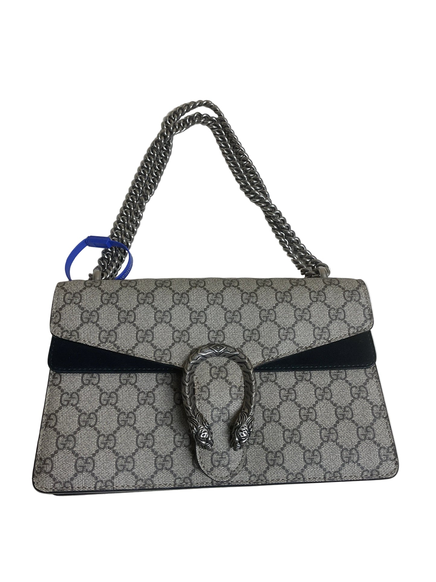 Handbag Luxury Designer By Gucci In Black & Tan, Size:Medium