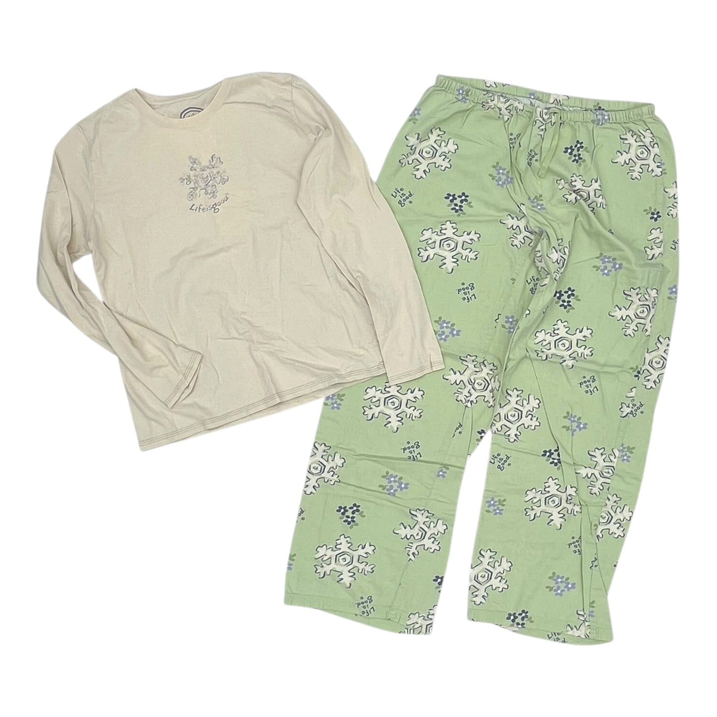 Pajamas 2Pc By Life Is Good In Green & Tan, Size:S