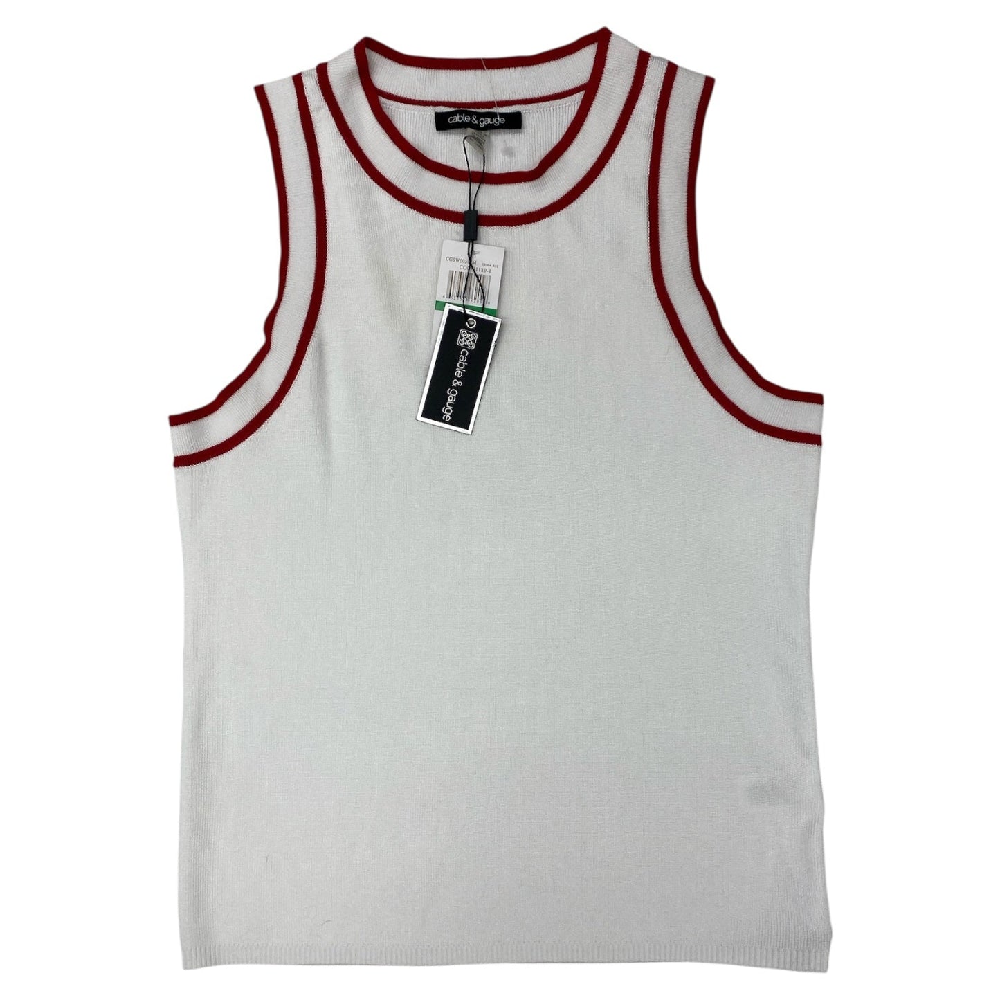 Top Sleeveless By Cable And Gauge In Red & White, Size:L