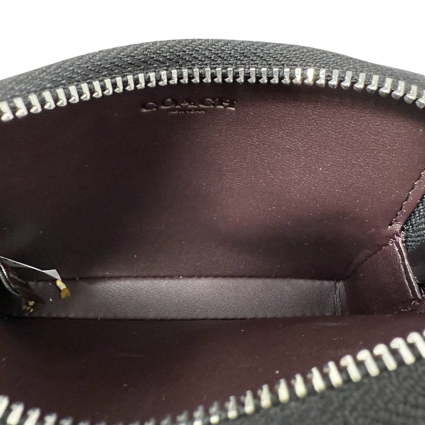 Zip Patent Leather Signature Card Case Designer By Coach, Size: Small
