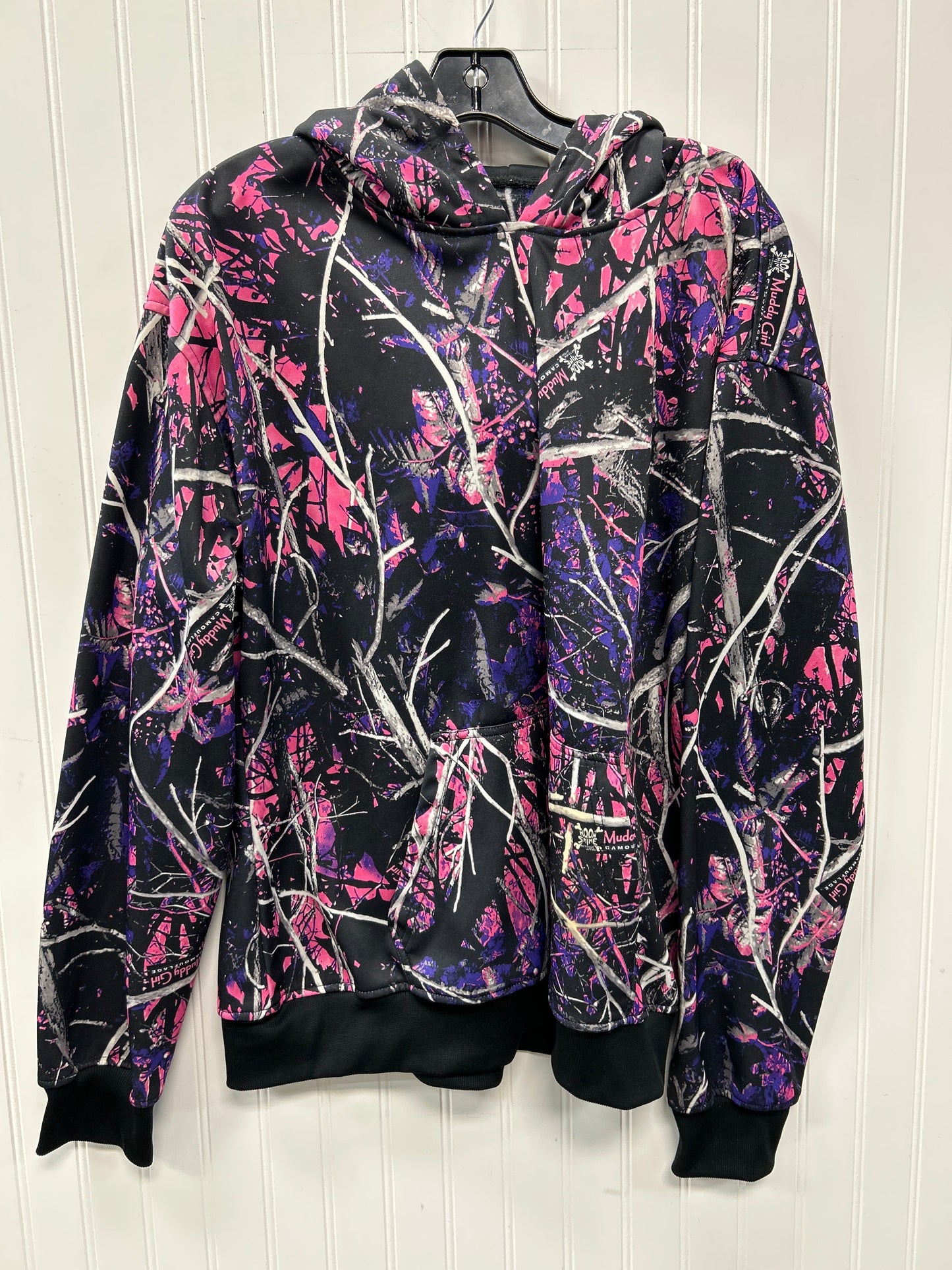 Sweatshirt Hoodie By Clothes Mentor In Black & Purple, Size:1X