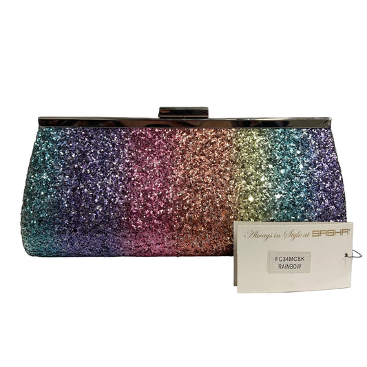 Clutch By Sasha New York In Rainbow Print, Size:Small