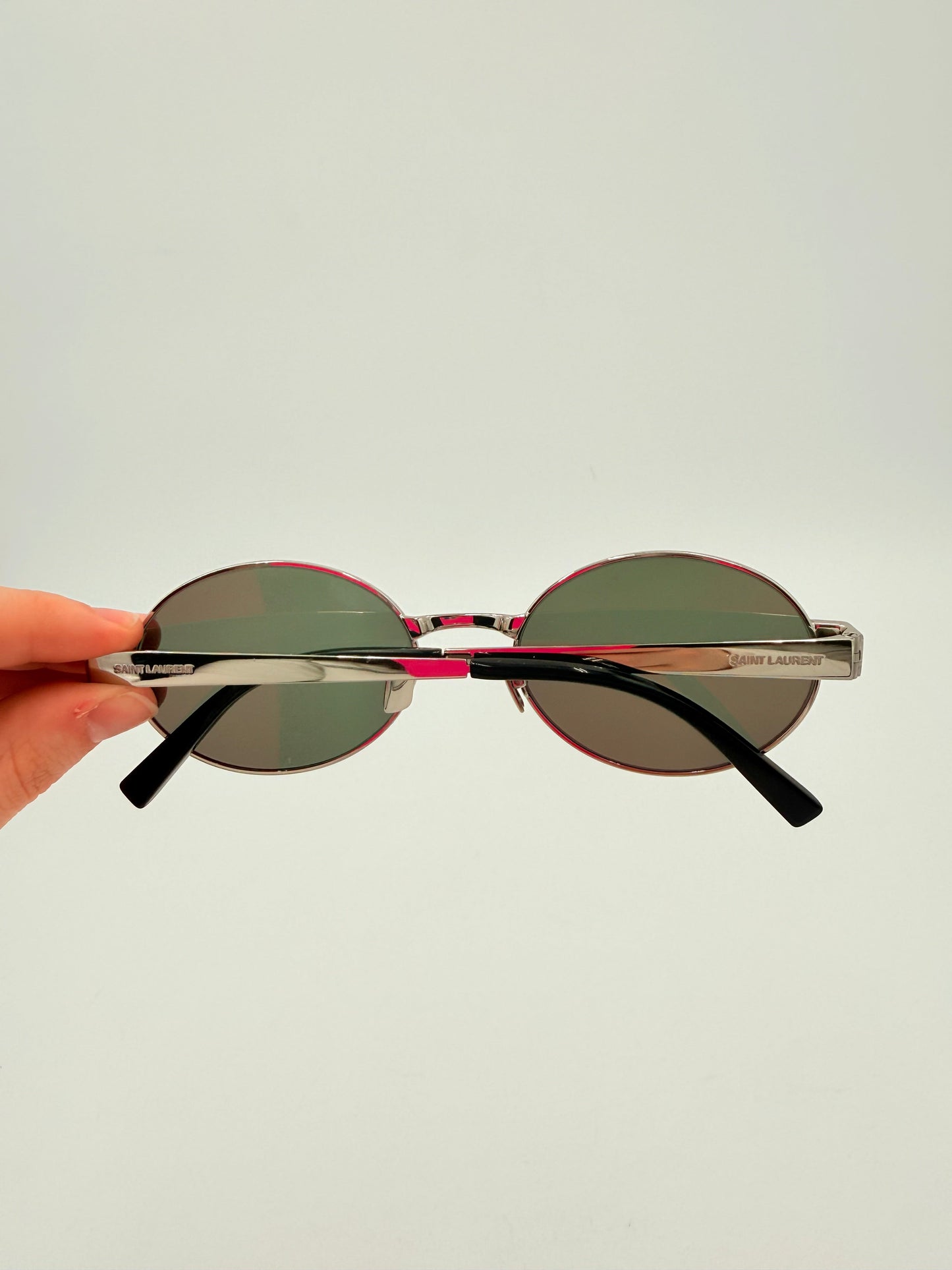 Sunglasses Luxury Designer By Yves Saint Laurent In Silver
